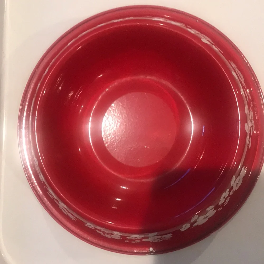 Pet Bowls Red and White Floral 2